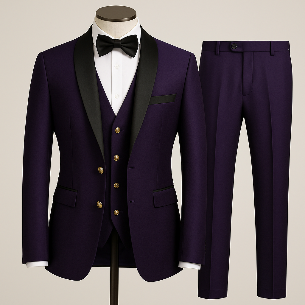 Men’s Slim Fit 3-Piece Suit – Jacket, Vest & Pants | AzizaK