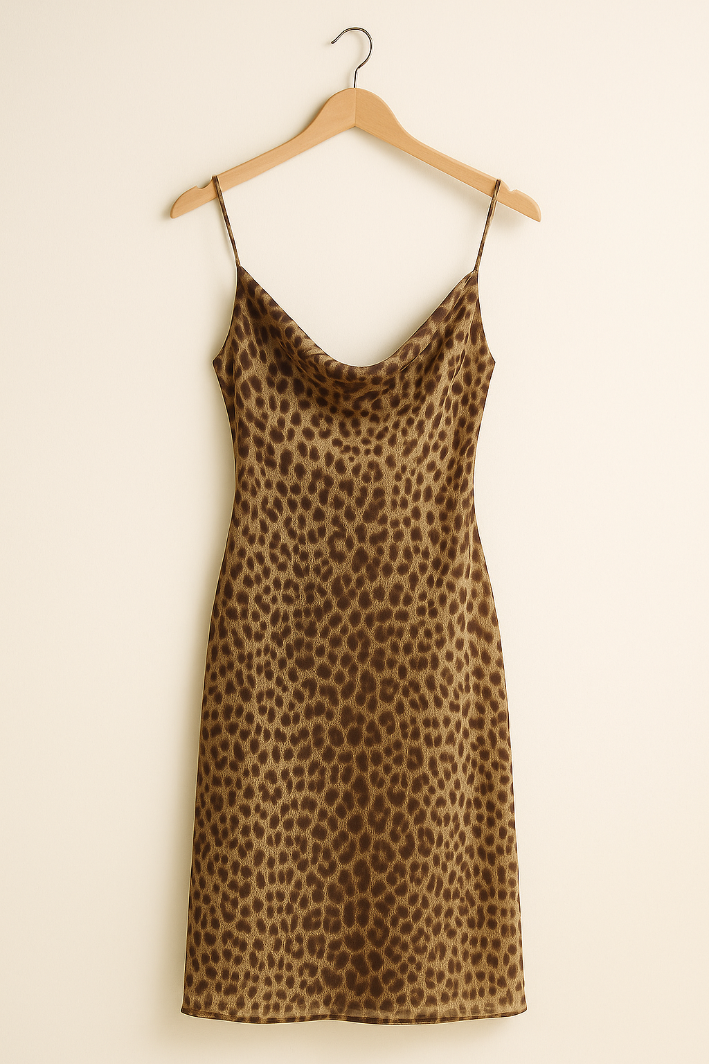 Leopard Print Cowl Neck Slip Dress