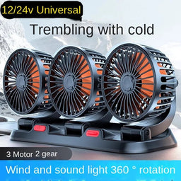 3 - Head Adjustable Car Fan 12V/24V – Dual SpeedAzizaK