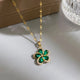 316L Stainless Steel Flower Pendant Necklace with Green ZirconAzizaK