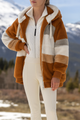 Cozy Striped Faux Fur Hoodie Jacket