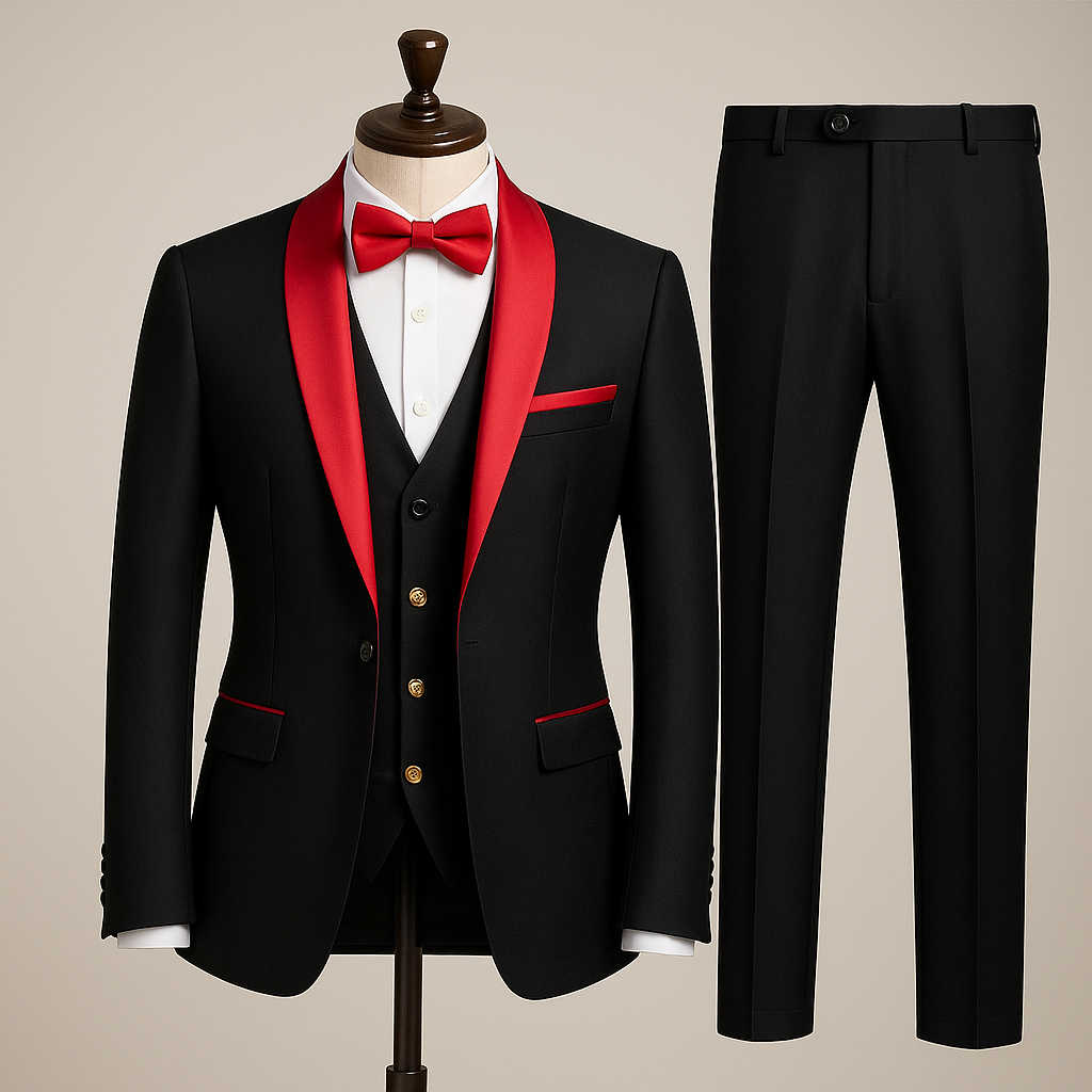 Men’s Slim Fit 3-Piece Suit – Jacket, Vest & Pants | AzizaK