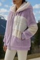 Cozy Striped Faux Fur Hoodie Jacket