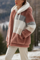 Cozy Striped Faux Fur Hoodie Jacket