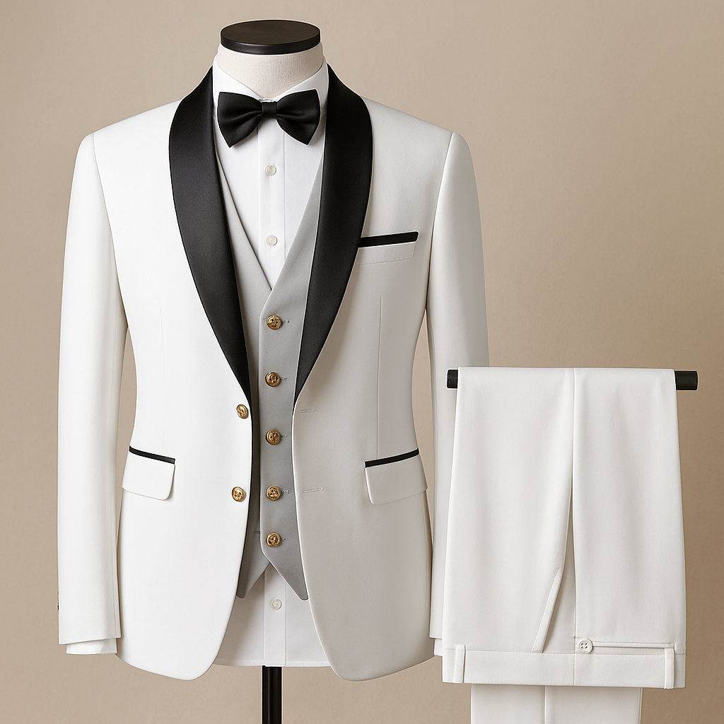 Men’s Slim Fit 3-Piece Suit – Jacket, Vest & Pants | AzizaK