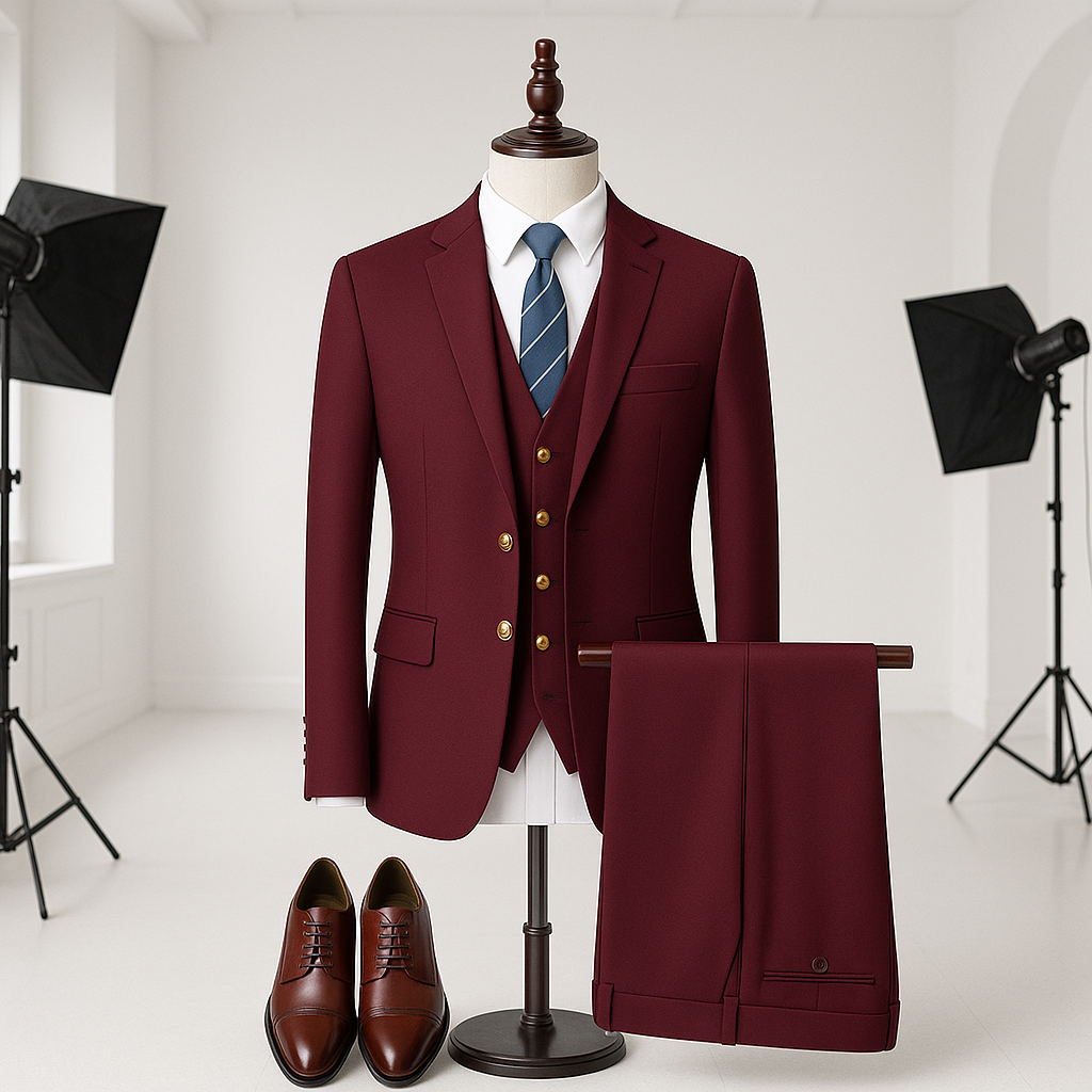 Men’s Premium 3-Piece Business Suit Set – Jacket, Vest & Trousers