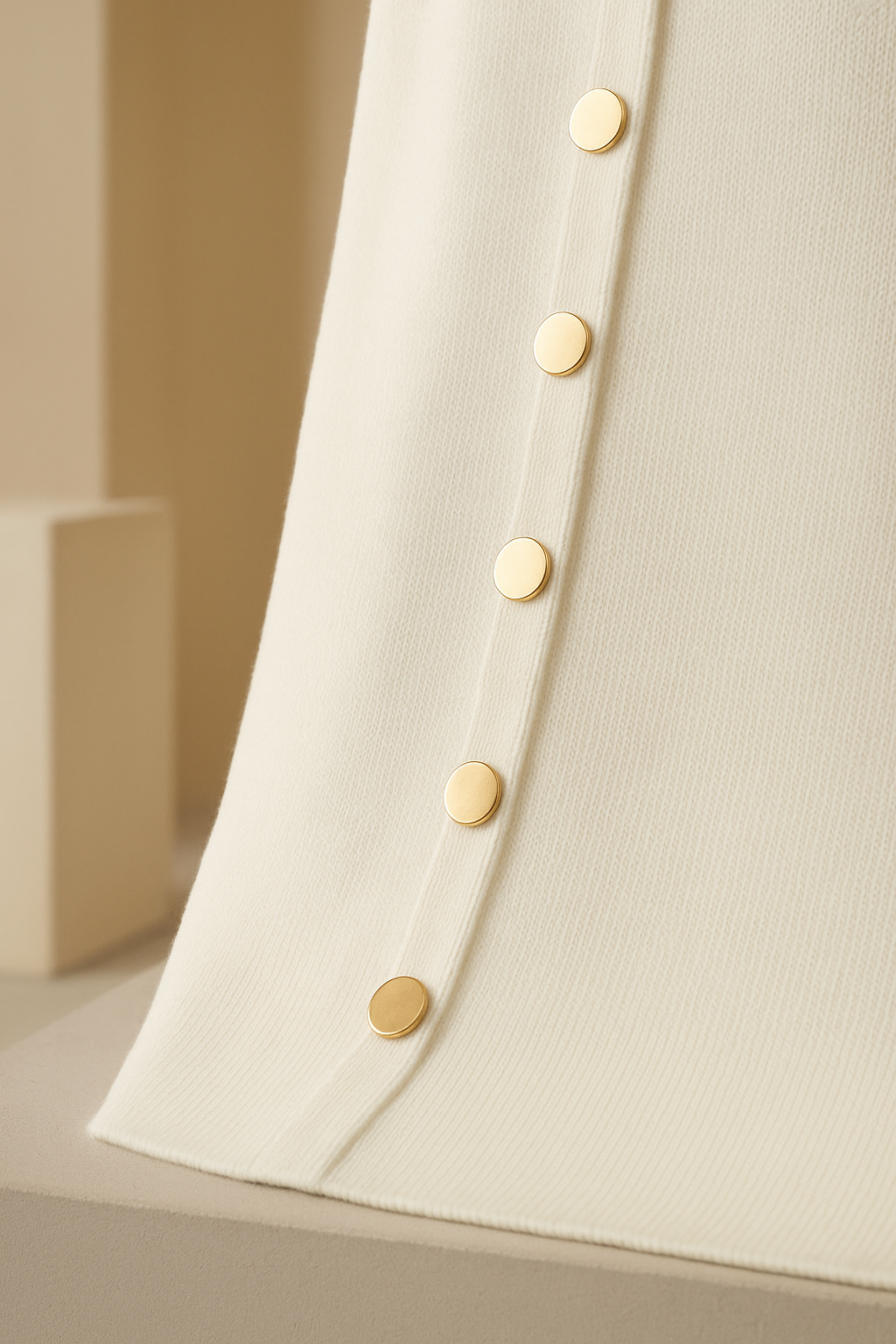 Elegant Ribbed Button-Front Midi Dress