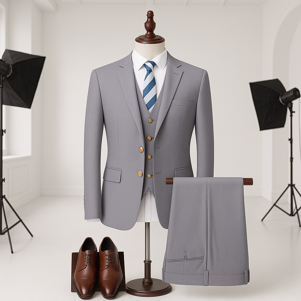 Men’s Premium 3-Piece Business Suit Set – Jacket, Vest & Trousers