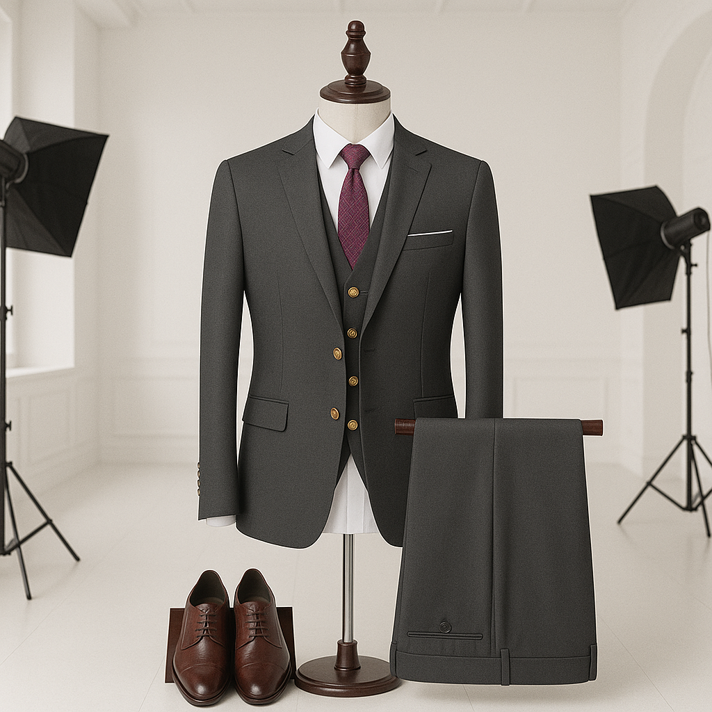Men’s Premium 3-Piece Business Suit Set – Jacket, Vest & Trousers