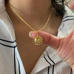 Colgante Vintage Collar Sun Moon para las mujeres