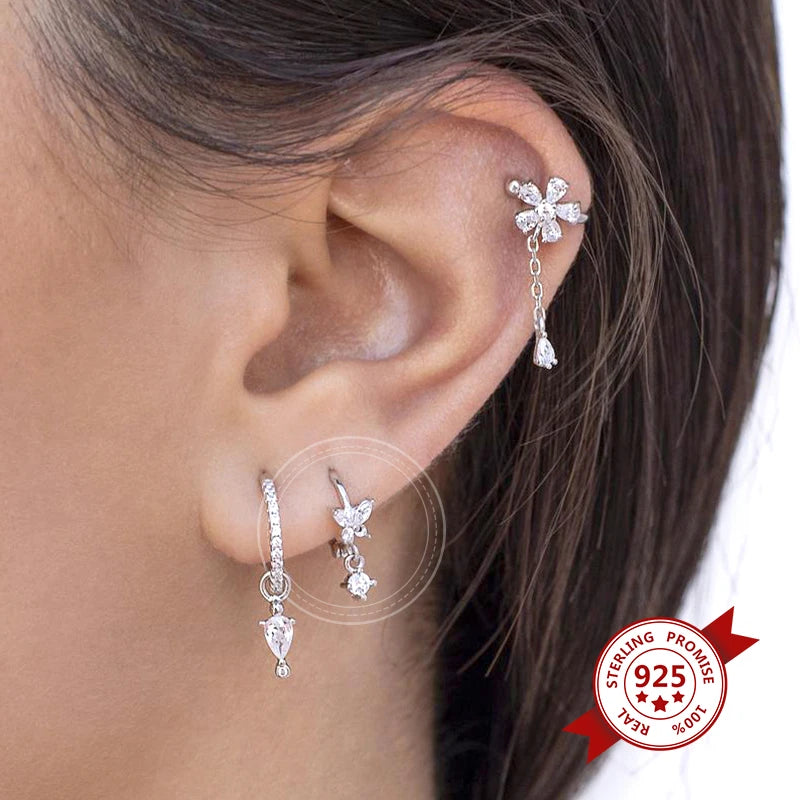Pendientes de cristal blanco (925)