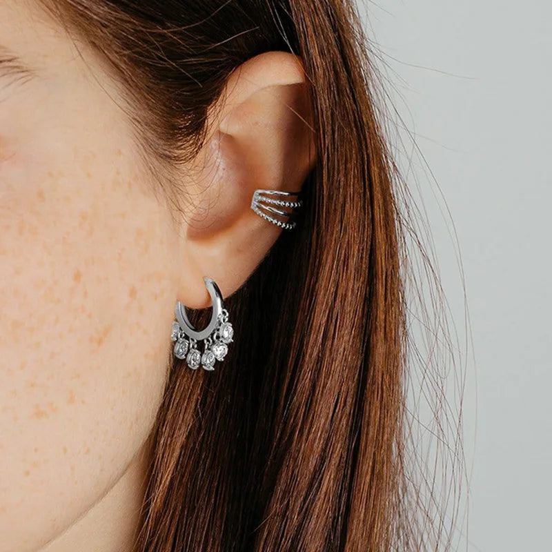 Pendientes de cristal blanco (925)