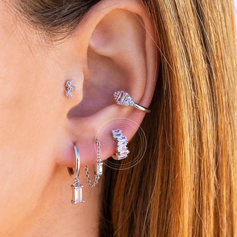Pendientes de cristal blanco (925)
