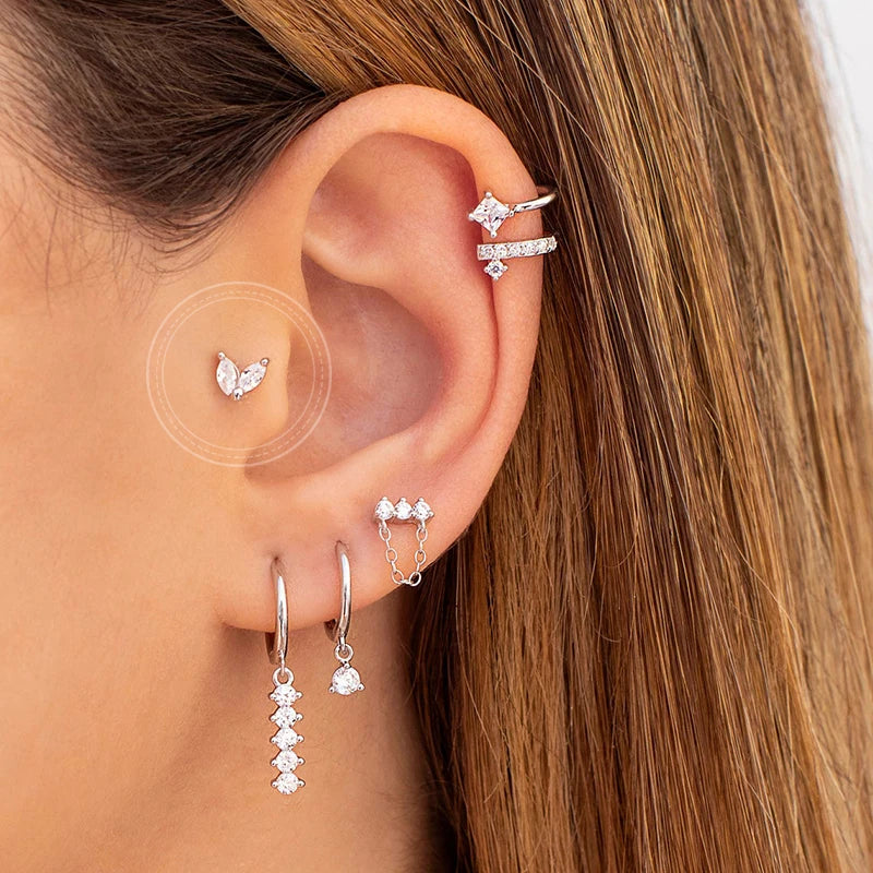 Pendientes de cristal blanco (925)