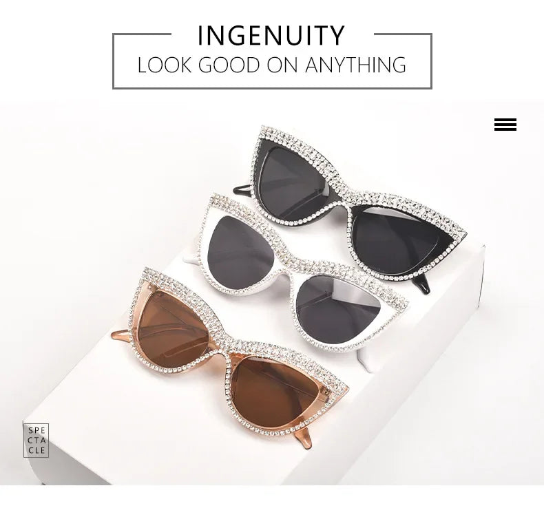 Vintage Cat Eye Sunglasses with Rhinestones