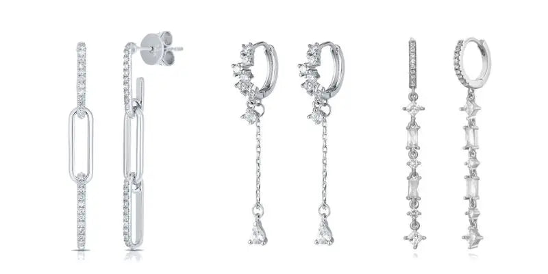 Pendientes de cristal blanco (925)