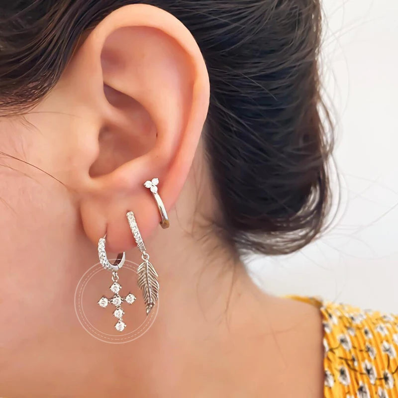 Pendientes de cristal blanco (925)