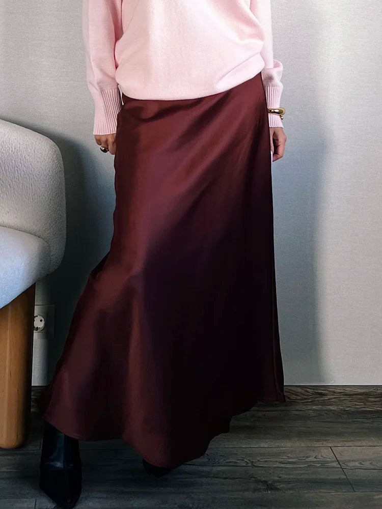 Long black satin skirtsAzizaK