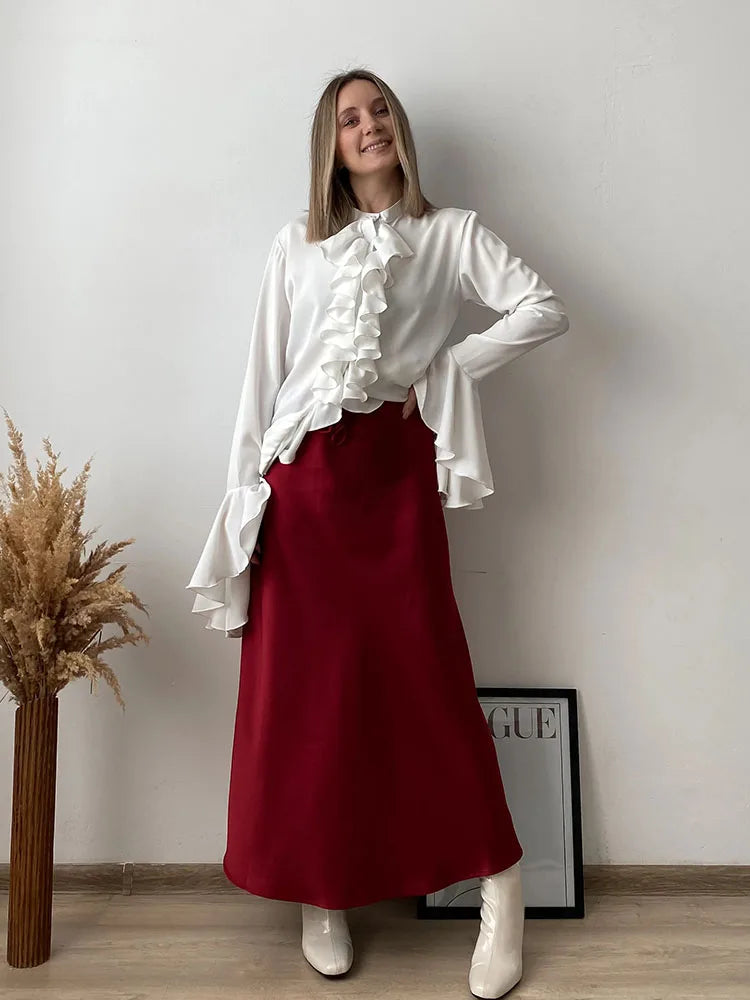 Long black satin skirtsAzizaK