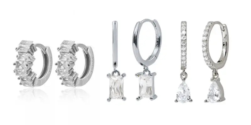 Pendientes de cristal blanco (925)