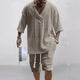 ☀️ 2-piece knitted set – V-neck T-shirt and shorts