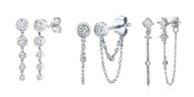 Pendientes de cristal blanco (925)