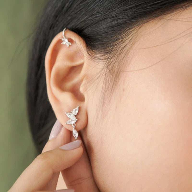 Pendientes de cristal blanco (925)
