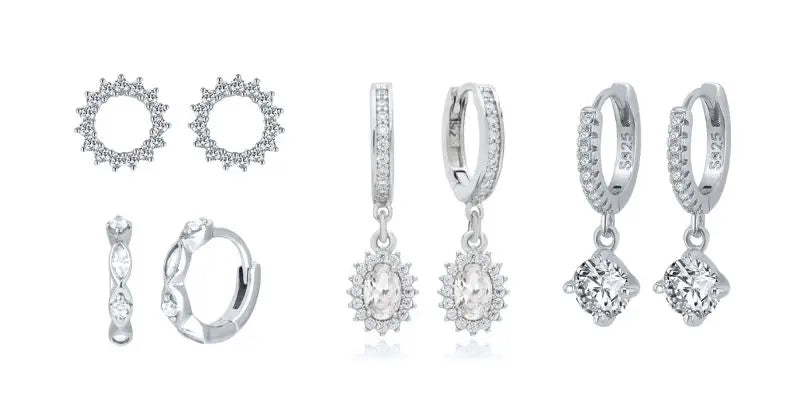 Pendientes de cristal blanco (925)