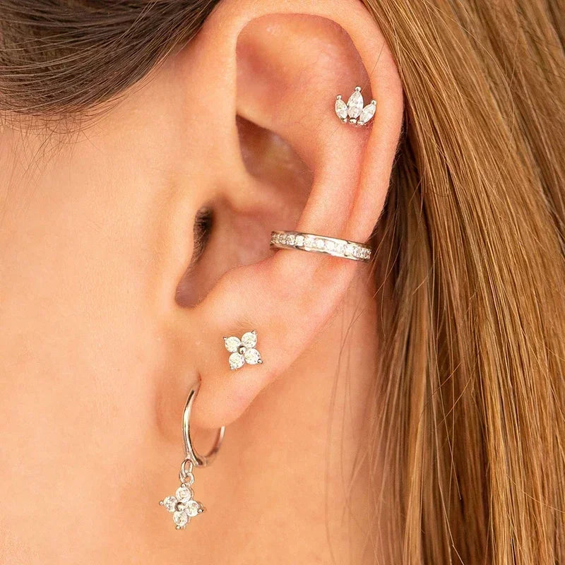 Pendientes de cristal blanco (925)