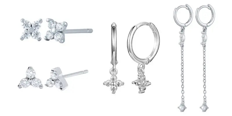Pendientes de cristal blanco (925)