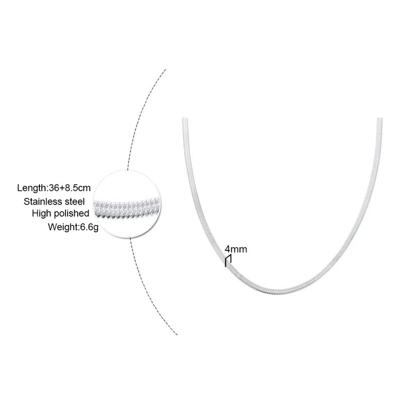 Collar de las mujeres 3-5mm acero plata