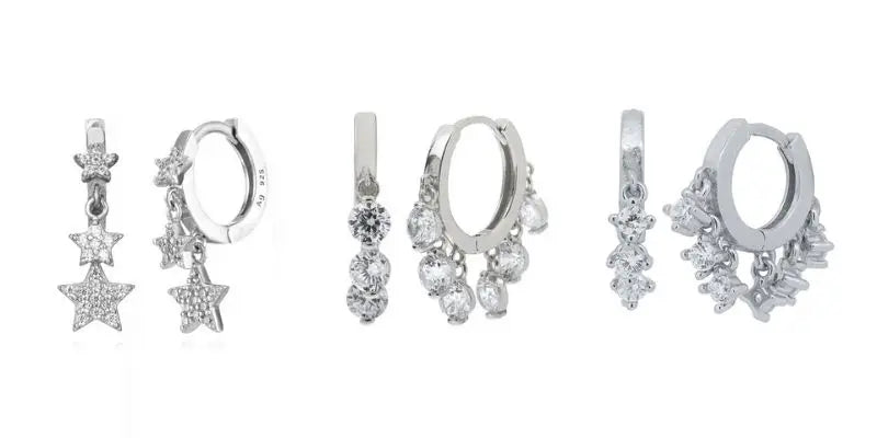Pendientes de cristal blanco (925)