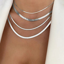 Collar de las mujeres 3-5mm acero plata