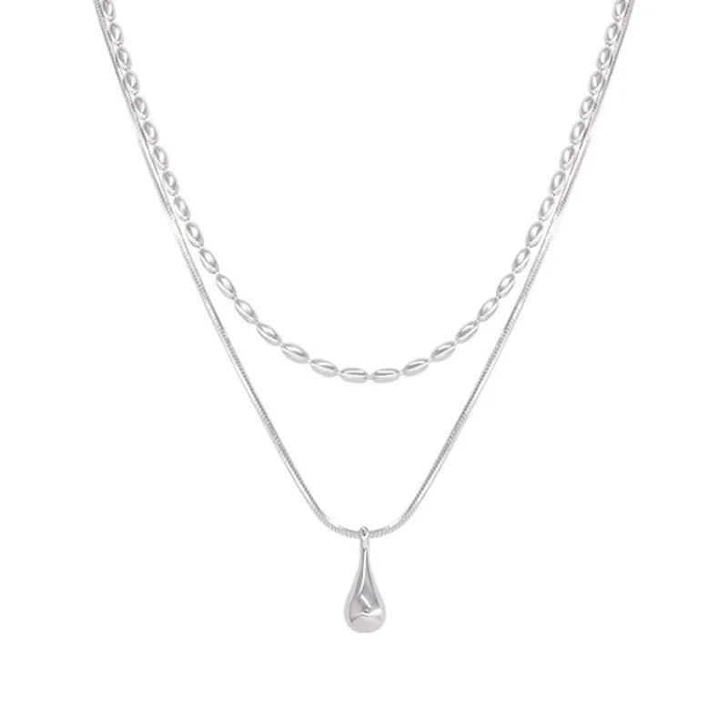 XIYANIKE Collar de gota de agua de doble capa minimalista