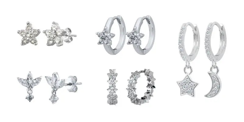 Pendientes de cristal blanco (925)
