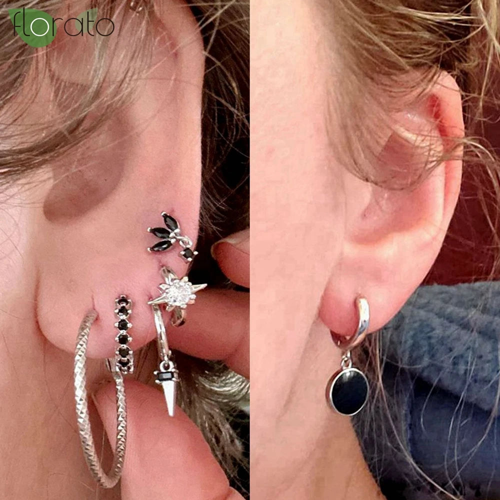 Nuevo redondo 925 pendientes de plata