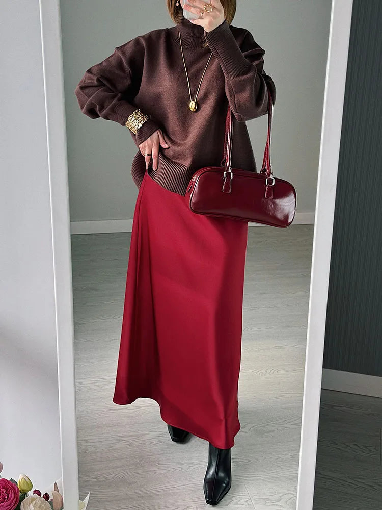 Long black satin skirtsAzizaK
