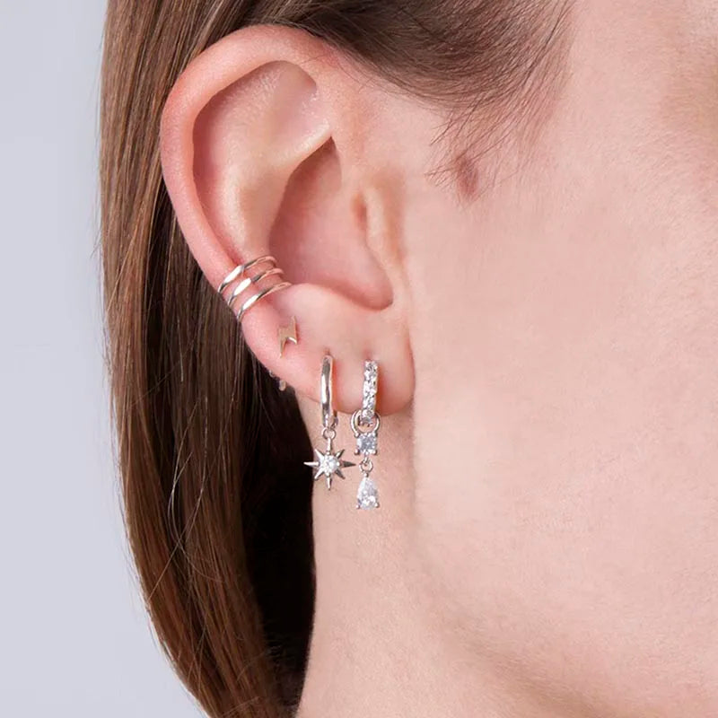 Pendientes de cristal blanco (925)