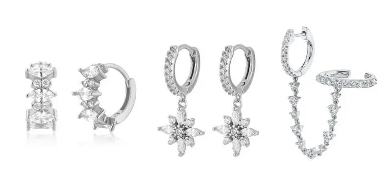Pendientes de cristal blanco (925)