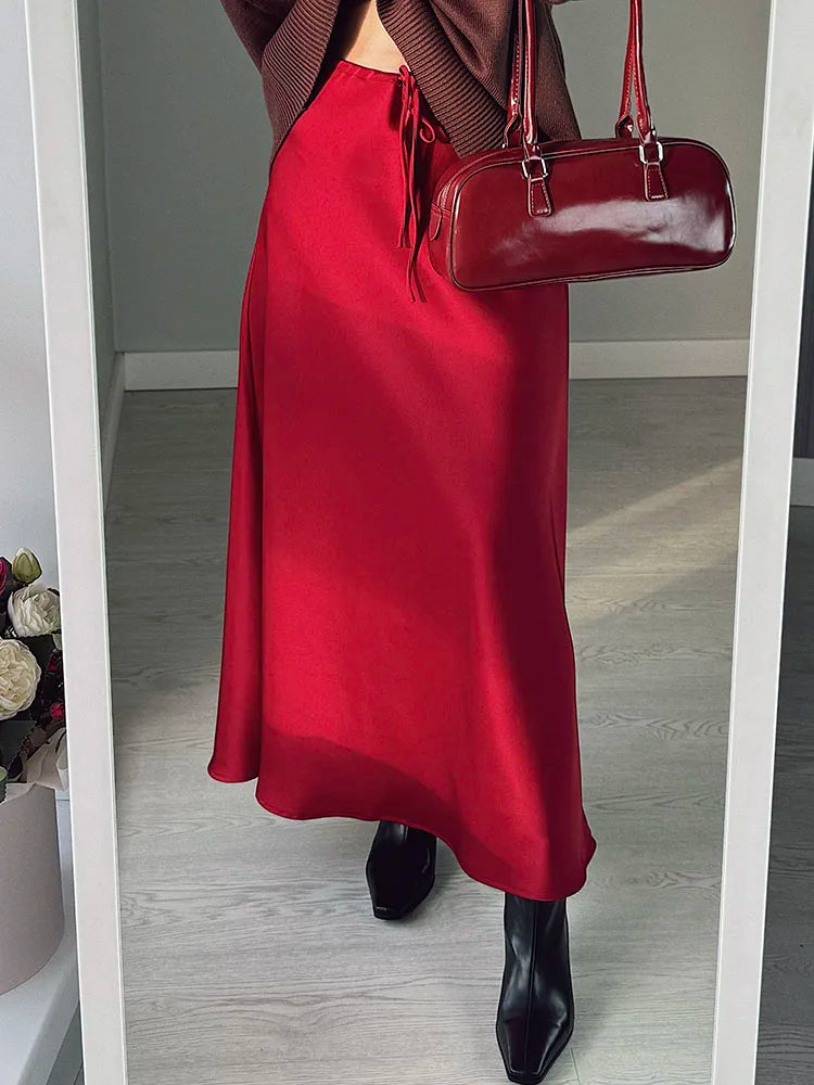 Long black satin skirtsAzizaK