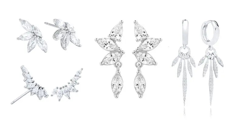Pendientes de cristal blanco (925)