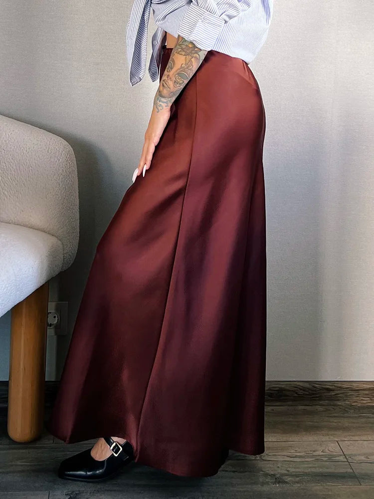 Long black satin skirtsAzizaK