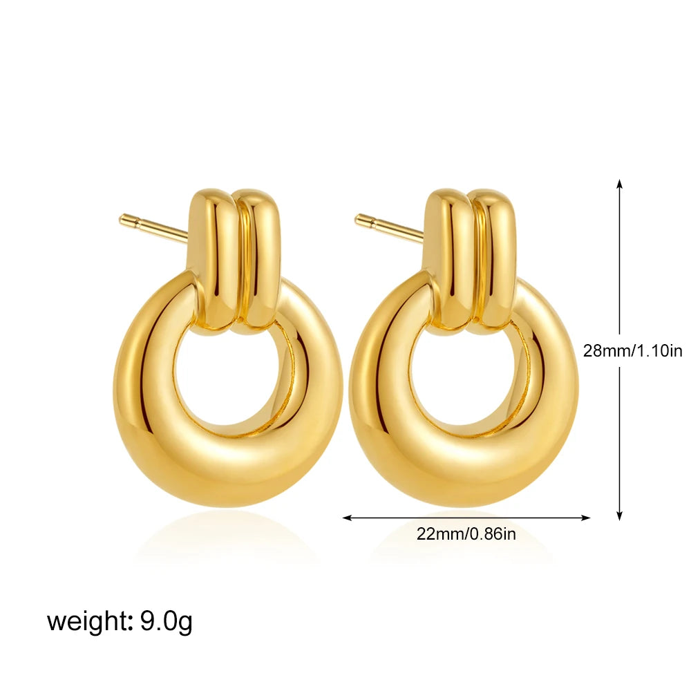 Gold Plated Textured Knot Twisted Geometric Stud Earrings