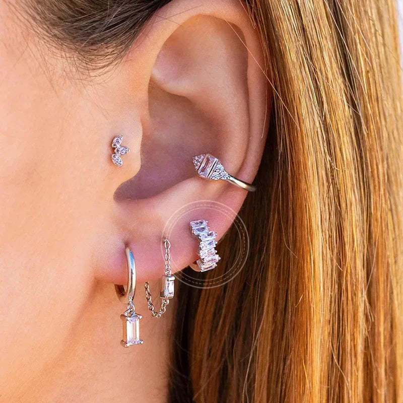 Pendientes de cristal blanco (925)