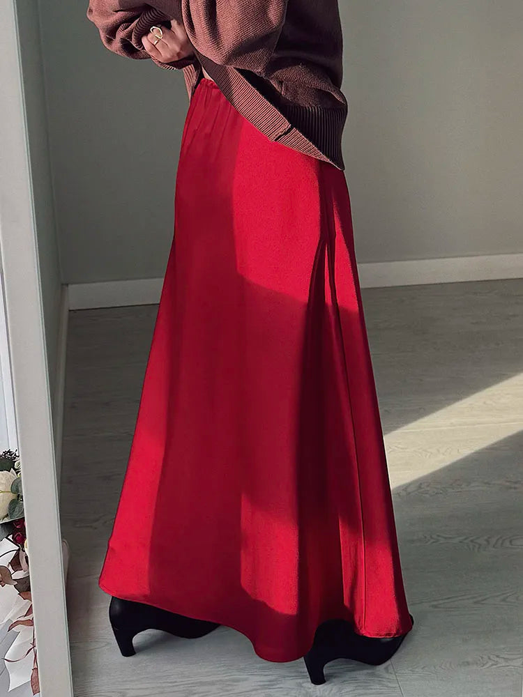 Long black satin skirtsAzizaK