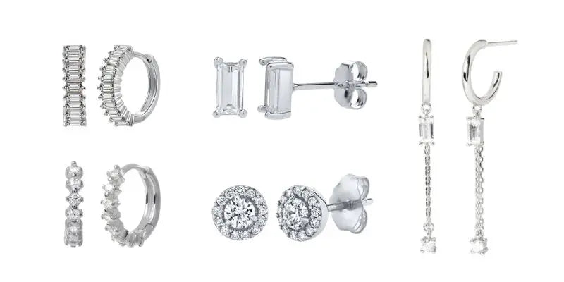 Pendientes de cristal blanco (925)