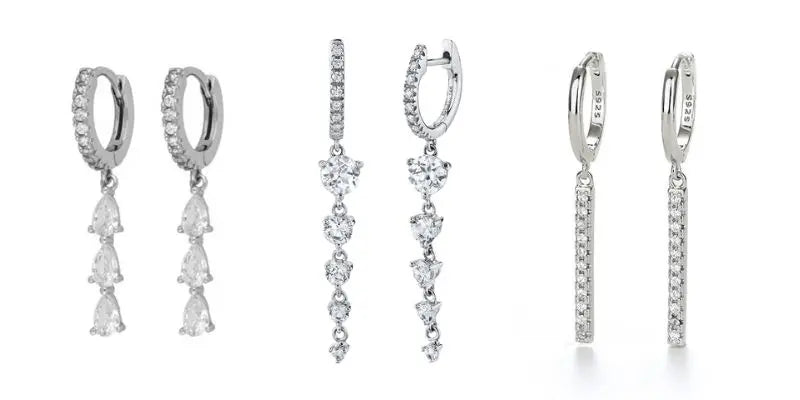 Pendientes de cristal blanco (925)