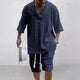 ☀️ 2-piece knitted set – V-neck T-shirt and shorts