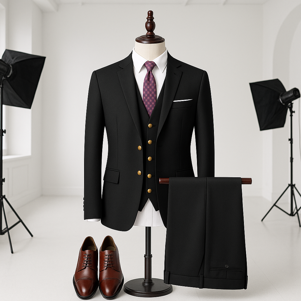 Men’s Premium 3-Piece Business Suit Set – Jacket, Vest & Trousers