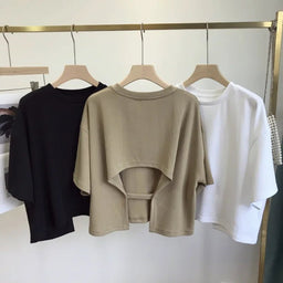 Back Cutout Cropped T-ShirtAzizaK